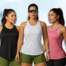 Regata Dry Fit Feminina Academia Costas Nadador Esportiva Treino Lisa