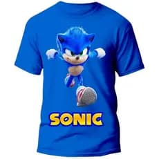 Camiseta Infantil 100% Algodão Personalizada Sonic Manga Curta Meninos e Meninas Juvenil