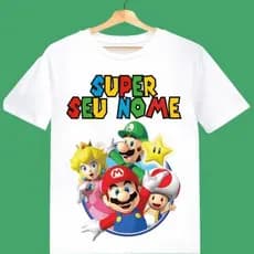 Camisa Camiseta Super Mario Personalizada Com Nome Infantil