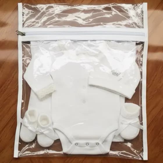 Kit 3 Envelopes Multiuso Transparente Com Zíper  25x25 Saquinho creche pré escola e mochilas