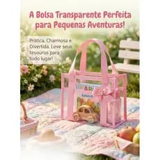 Bolsa Transparente para Meninas com Laço e Strass