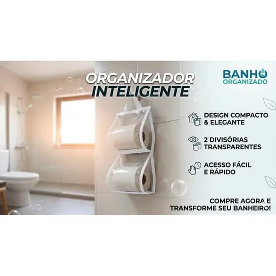 Porta Papel Higiênico Cristal Transparente – Elegante e Discreto (2 divisórias)