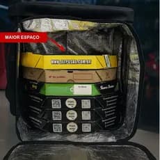 Mochila/Bag PRETA com fita refletiva  Impermeável Térmica Entrega Motoboy Delivery 80 litros prende no Baú