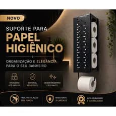 Porta Papel Higiênico Suporte Para Papel para Banheiro de Parede Suspenso Estilo Industrial Preto