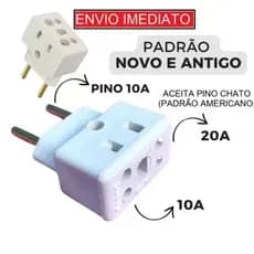 Bejamin Adaptador de tomada BOB ESPONJA 2 pinos ,3 pinos Bivolt universal 10A e 20 Amperes