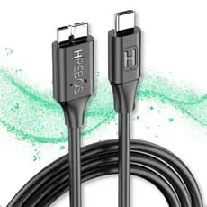 Cabo p/ HD Externo Tipo-C para Micro-B - Case SSD Externo - 3.0 5gbps c/ 1 Metro Transferência Dados