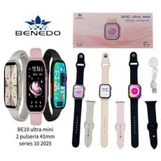 Smart Watch BE10 Ultra mini 38mm  2 Pulseiras Esporte BPM GPS inteligente musica Faz Recebe Chamada