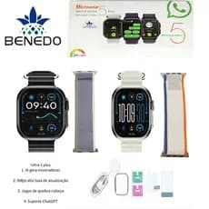 Smartwatch Microwear U5 Plus 49mm Séries 11 2026 2 Pulseiras Amoled IP68 À Prova D'água GPS 1GB