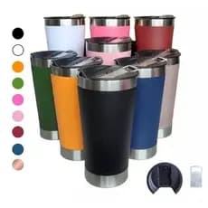 10 Copos Térmicos 473ml Com Tampa e Abridor de Garrafas