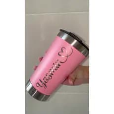 Copo Térmico PERSONALIZADO 473mL com NOME coração VERTICAL várias cores vem COM TAMPA gravação a laser logo