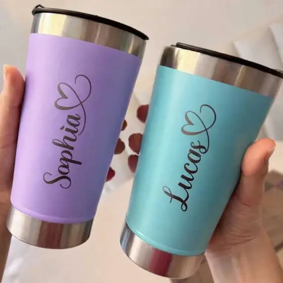 Copo Termico Nome Com Coração a Laser, Personalizado, Lembrancinha, Presente