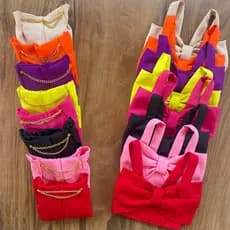 Conjunto Linho Infantil Menina 2 Ao 10 Anos Cropped Laço Moda Blogueirinha Verão