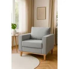 Poltrona Beny Cinza Premium Decorativa Sofa Com Espumas Macias Para Salão Advocacia Recepção