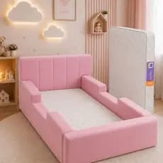 Cama Infantil Montessoriana Premium 1,68 Estofada com Colchão Incluso e Sistema em Velcro Moderno