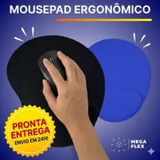 Mousepad Ergonômico Mega Flex Apoio Pulso Neoprene Antiderrapante Confortável Escritório Gamer Preto Azul Pronta Entrega