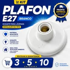 Plafon Simples Soquete E27 Branco para Teto Plafonier  Bivolt Redondo 3 5 ou 10 Unidades Expedição