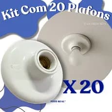 Plafon Plafonier Soquete E27 Brancos Bivolt Redondo Kit Luminária Bocal Teto Resistente Maleável Reforçado