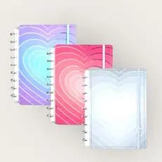 Caderno Inteligente  Capa Dura Com  Coração Disco 10/11 B5/A4 de 80 Folhas GRANDE