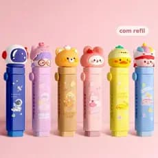 Borracha Substituíveis Escolar Retrátil com 2 Refis – Astronauta / Coelho Fofo  Material Escolar Infantil