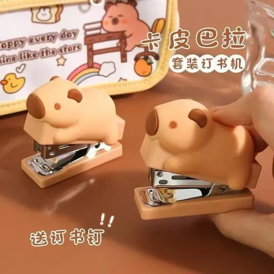 Capybara Mini Grampeador 3D / Estampa  Com Grampos De Papel De Carta Encadernador Material 400 Grampos fofo