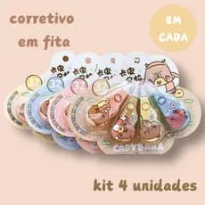 Fita Corretivo Modelo Capybara 8M*4 unidades Papelaria Fofa Fita Corretivo escolar