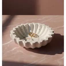 Prato Decorativo Bowl Flower Orgânico Moderno Luxury Branco e Rose Gold