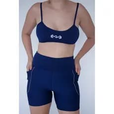 Conjunto Fitness Feminino com bolso | Azul Marinho