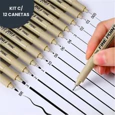 Kit 12 Canetas Nanquim Profissional Brush Letter Desenho Artístico Mangá Caligrafia