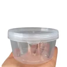 Pote Redondo com Lacre 250ml PP com tampa Embalagem Bolo no Pote descartável Freezer e Microondas