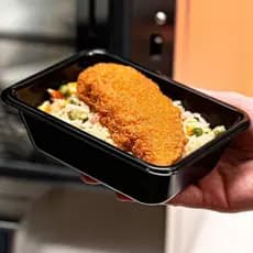 Bandeja Forneável 500ml com Tampa  Embalagem C-PET Vai ao Forno, Microondas, Air Fryer  e Freezer