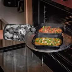 Bandeja Forneável 800ml com Tampa Embalagem Gourmet Forno Microondas