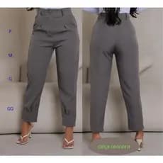 Calça alfaiataria Cenoura Feminina P ao GG Tecido Premium Bolsos Botão Forrado Luxo