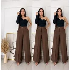 Calça Pantalona Famenina Alfataria Premium COM BOLSO-Social Cintura Alta - Wide leg Elegante Do P, ao GG