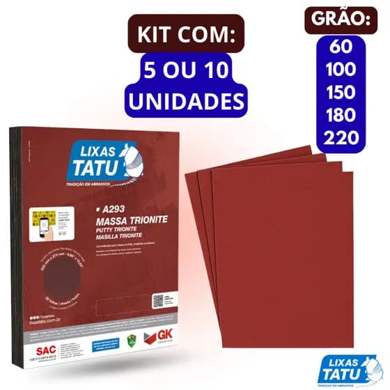 Kit 5 a 10 Lixa de Massa De Parede Para Reboco ou Madeira 60/100/150/180/220