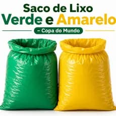 Kit Lixo 100 Unidades Brasil Saco Colorido Verde Amarelo Temático Futebol