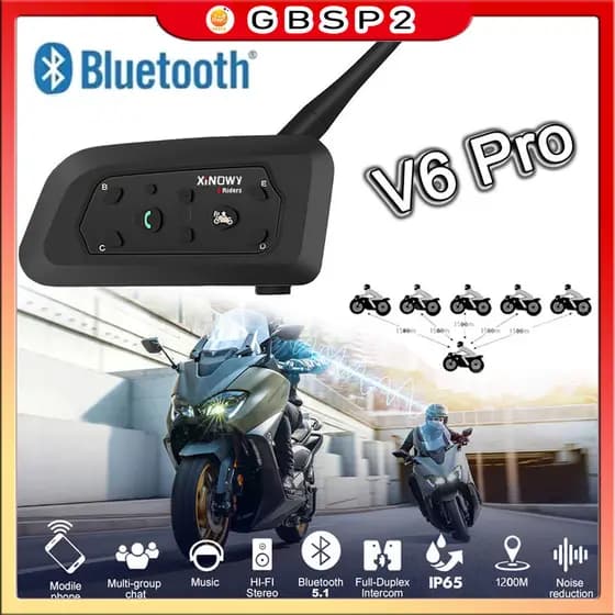 Intercomunicador Moto V6 Pro Xinowy Capacete Pronta Entrega