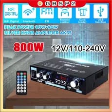 800W Amplificador De Áudio Digital Ak35 Speakers 12V/110-220V USB TF RCA AUX, Bluetooth,Rádio FM 2Canais Subwoofer
