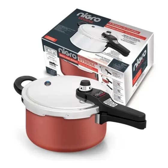 Panela De Pressão Nigro Eterna 4,5L Antiaderente Grená Coral Segurança