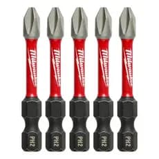 Kit 5 Pontas Phillips Milwaukee Shockwave PH2 50mm 2" Impacto