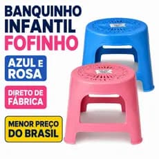 Banquinho Infantil Banco Plástico Reforçado Empilhável Rosa Azul Criança Fofo Banqueta Até 25kg