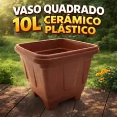 Vaso Quadrado 10L Médio Cerâmico Plástico Plantas Jardim Horta Resistente Design Moderno