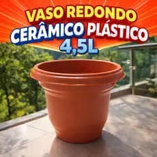 Vaso Redondo 4,5L Plástico Cerâmico Resistente Jardim Mudas Suculentas Leve Durável Grande