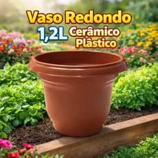 Vasos Redondos 1,2 Litros Grande Cerâmico Resistente Plástico Mudas Plantas Horta Suculentas