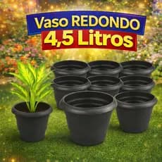 Vaso Redondo 4,5 Litros Jardim Decorativo Preto Reforçado Varanda Flores Mudas Plantas