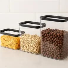 Kit 3 Potes de Plástico com Vedação Proteger os alimentos Transparente para Guardar