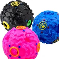 Bola Interativa Brinquedo  Porta Ração Petiscos para Cães Cores Azul / Rosa / Preta