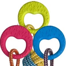 Brinquedo Mordedor para cães argola com corda Bola