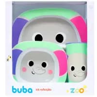 Kit Refeição Infantil BubaZoo Elefante 03 Peças - Prato, Tigela e Copo bebê, infantil, BPA free, kit alimentação.r