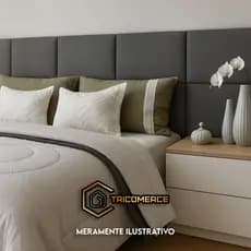 Cabeceiras para Cama King Estofada Modulada com Laterais 16 Módulos Autocolante Cama Moderna de Luxo