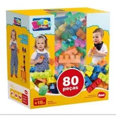 Blocos de montar Mais Blocos 80 Peças de Montar Grandes Infantil Didático Educativo - Dismat